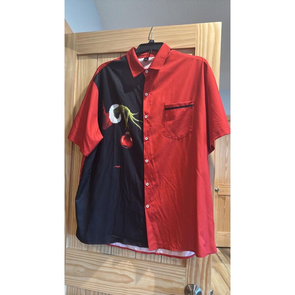 Christmas Ornament Grinch men's Short Sleeve Casual Shirt